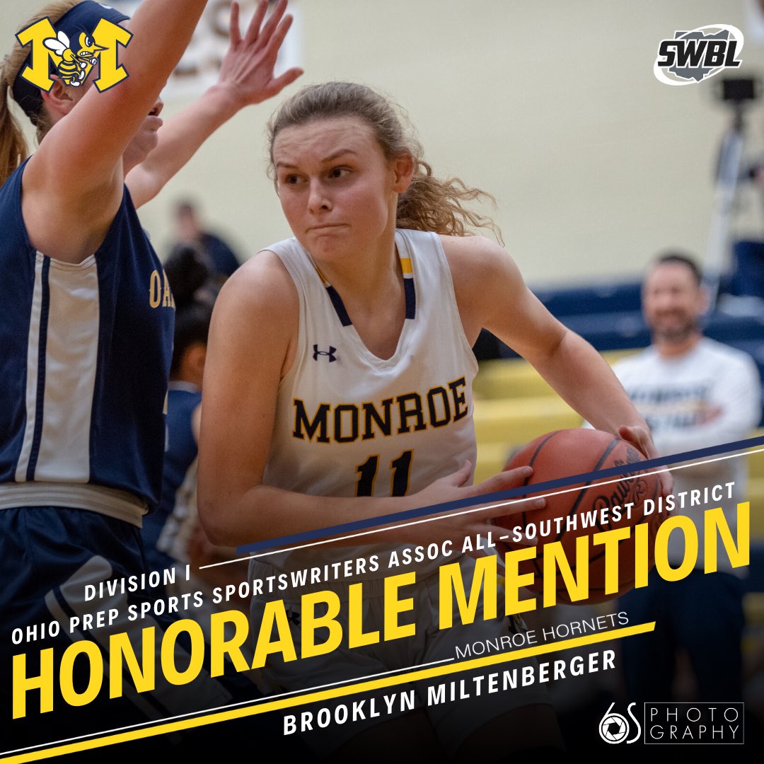6Sphoto's tweet photo. 🐝🏀 Congratulations to Kylee Slone and Brooklyn Miltenberger for being named Honorable Mention by the 2019-20 Ohio Prep Sportswriters Association for All-Southwest District Div. I girls high school basketball! ➡️ https://t.co/lxGFC5jZyq @MonroeHoops @HornetsInGame #TogetherTough https://t.co/hCY5dSiYuP