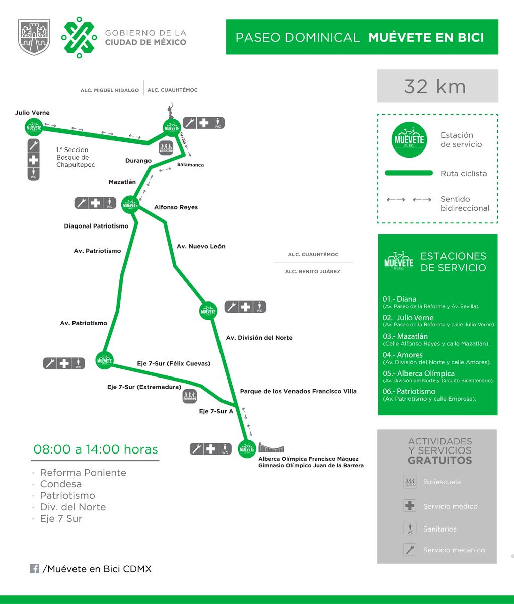 ⚠ ¡Atención, ciclistas! La ruta del paseo dominical #MuéveteEnBici de este 8 de marzo cambiará por la conmemoración del #DíaInternacionalDeLaMujer 🚴‍♀️🚴‍♂️🚴
 
Te compartimos el mapa para que ubiques las calles y avenidas por las que podrás circular 🚲 
 
#MásyMejorMovilidad
