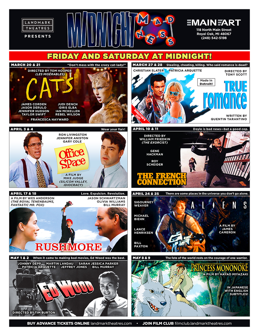 LTMainArt's tweet photo. Our next #MidnightMadness series includes old and new classics from William Friedkin, Tim Burton, and Tom Hooper. Get Advance Tix: https://t.co/9oizYbS6OV https://t.co/lMWPm4lyXB