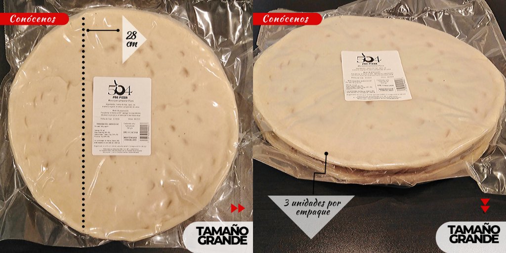 prepizza504's tweet photo. Prepizza 504 Presentación Grande:
-Tamaño: 28 cm
-Unidades por empaque: 3
#Prepizza #Baseparapizza https://t.co/v85C2DS5Cy