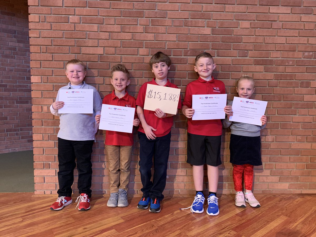 CCLSNknost's tweet photo. Grades K-4 raised $15,188 for the American Heart Association through the Kids Heart Challenge in PE. I’m so proud of their loving efforts. Pictured (L to R)are top fundraisers- Ben $512, Jack $843, Aiden-our heart hero, Speed $1745, Ari $1437💜@CCLSChargers https://t.co/oKOHLKQ2Q4
