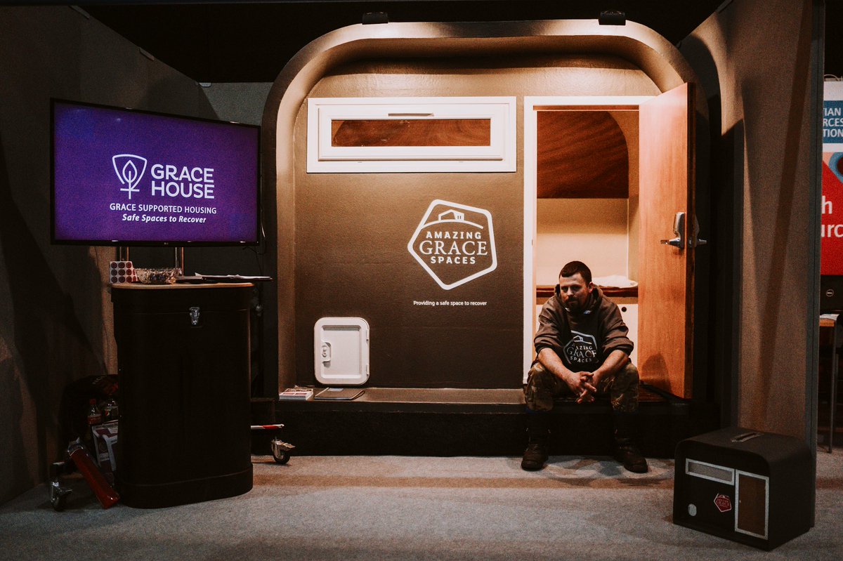CRE_churchshow's tweet photo. If you’re coming along to Day 2 of #CREMidlands tomorrow, don’t miss the emergency sleeping huts created by Amazing Grace Spaces. Complete with a bed, toilet, USB point and coded lock, they’re a potential life saver for rough sleepers. Meet them on stand P54 https://t.co/PqboInn9Du