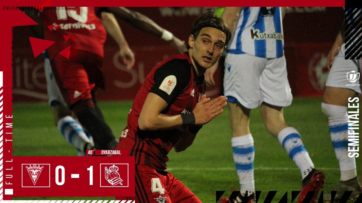 CDMirandes's tweet photo. 🏁 FINAL | #CopaDelRey 

#CDMirandés 0️⃣-1️⃣ @RealSociedad 

Hasta aquí llegan nuestro sueño. ORGULLOSOS DE TODOS. https://t.co/U8KHeMjTkD