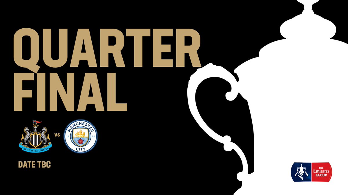 🏆 #NUFC have been drawn against Manchester City at home in the quarter final of the #FACup. The tie is likely to be played on Saturday, 21st March although this is subject to change.