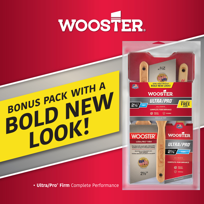WoosterBrush's tweet photo. Ask for this limited time offer at your local Wooster retailer. #WoosterBrush #SameGreatProduct #BoldNewLook #BonusPack https://t.co/BiwVu16o6z