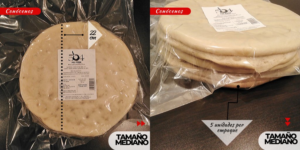 prepizza504's tweet photo. Prepizza 504 Presentación Mediana:
-Tamaño: 22cm
-Unidades por empaque: 5
#Prepizza #BaseparaPizza #MasaparaPIZZA https://t.co/J9gqe3Rarx