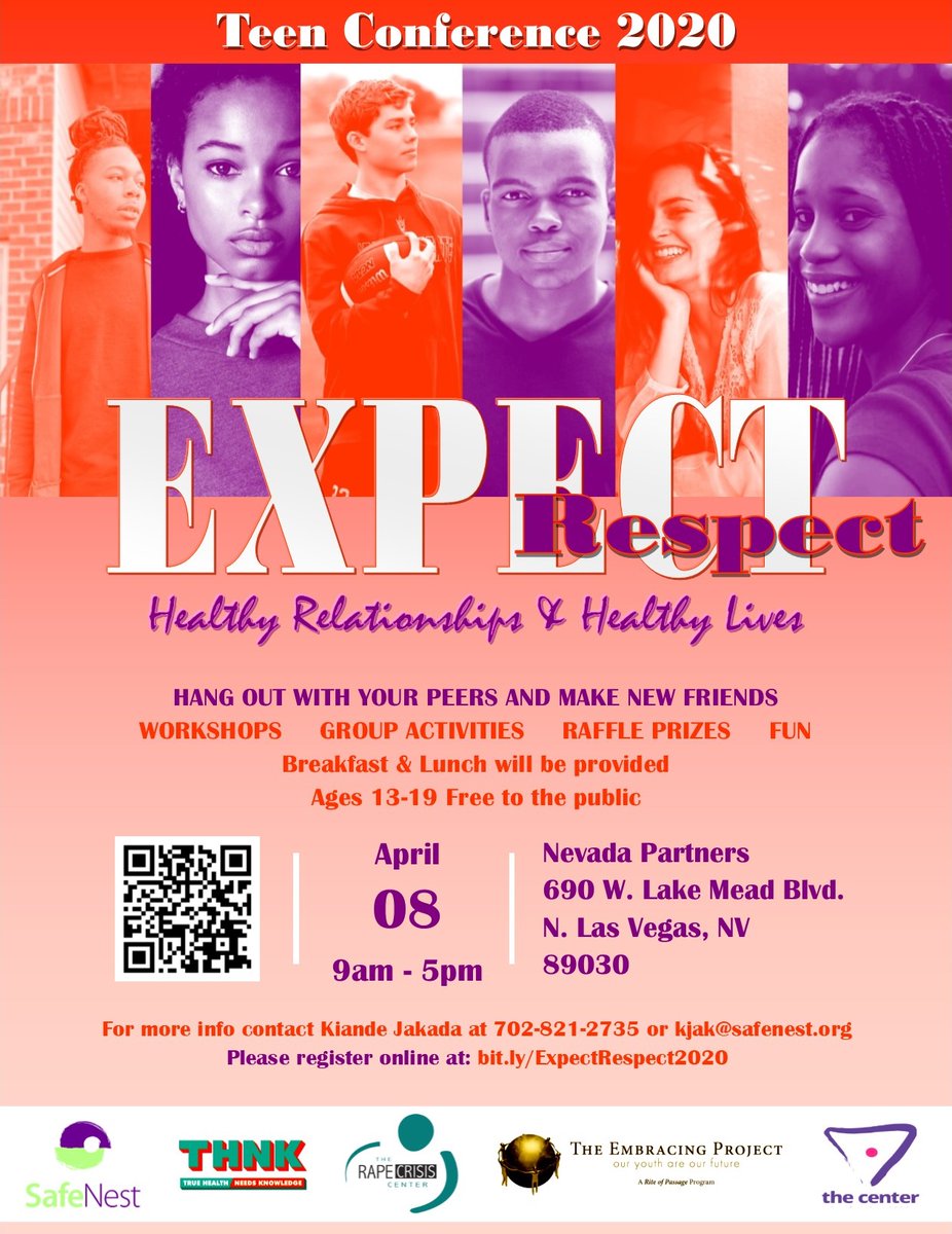 UseCondomSense's tweet image. Come join us for our Annual Expect Respect Teen Conference! Register here: bit.ly/ExpectRespect2…
@embracinglv @thecenterlv @SafeNest @RapeCrisisCtrLV