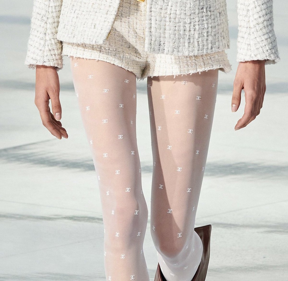 white chanel tights