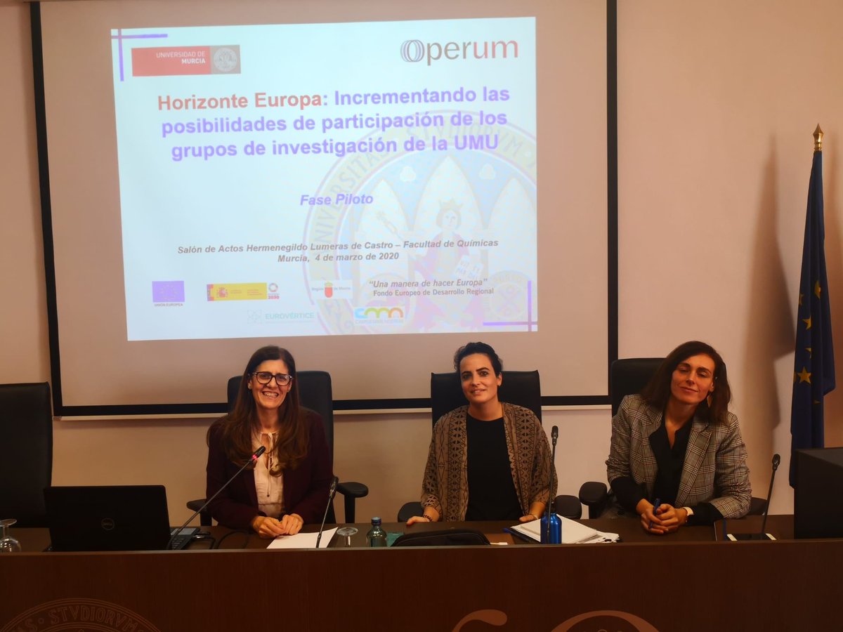 SenenaCorbalan's tweet photo. Desde la @UMU ya estamos trabajando en la preparación del programa #HorizonteEuropa, 2021 está cerca...@EuroVertiC @regiondemurcia #FEDER #Unamaneradehacereuropa #OPERUM https://t.co/5xWsqa9R7P