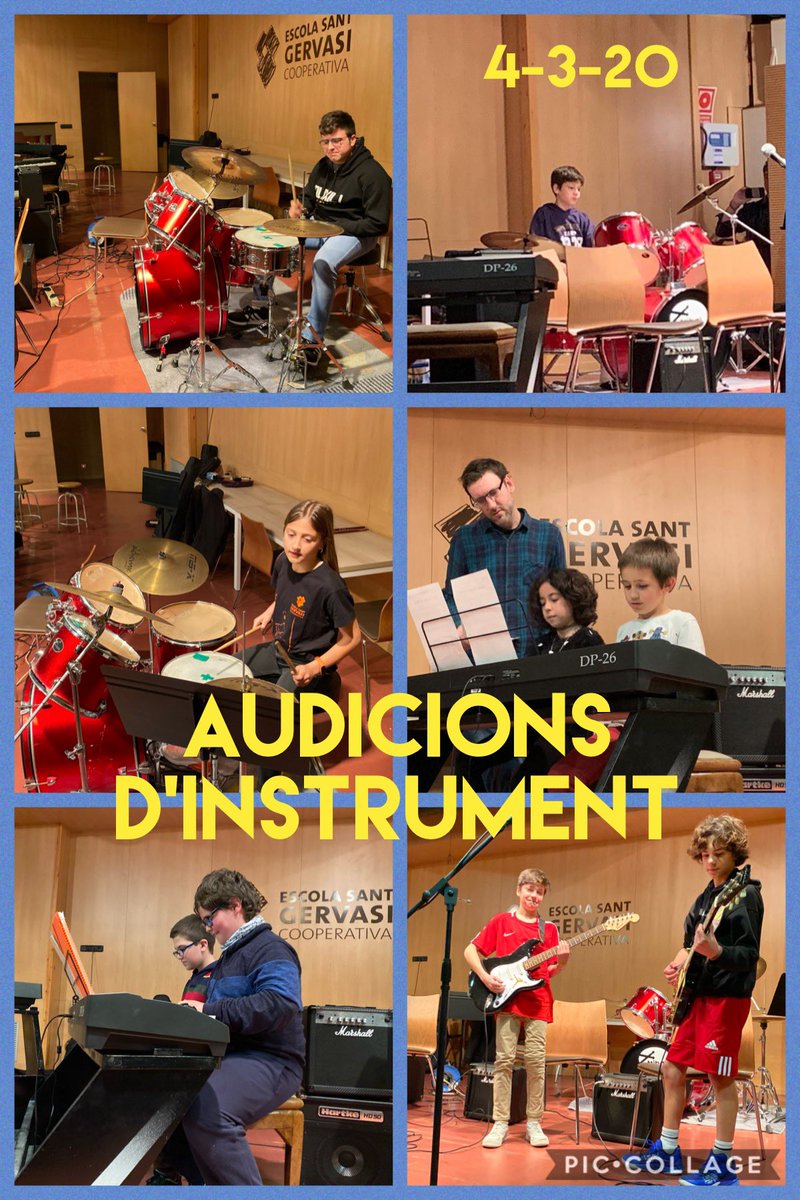 MusicaESG's tweet photo. Primer dia d’Audicions d’instrument a @santgervasicoop 
Un gran aplaudiment pels nostres músics que avui s’enfrontaven al repte de tocar en públic, davant de les famílies. I demà més... Us hi esperem! https://t.co/c62QNRJ3qf