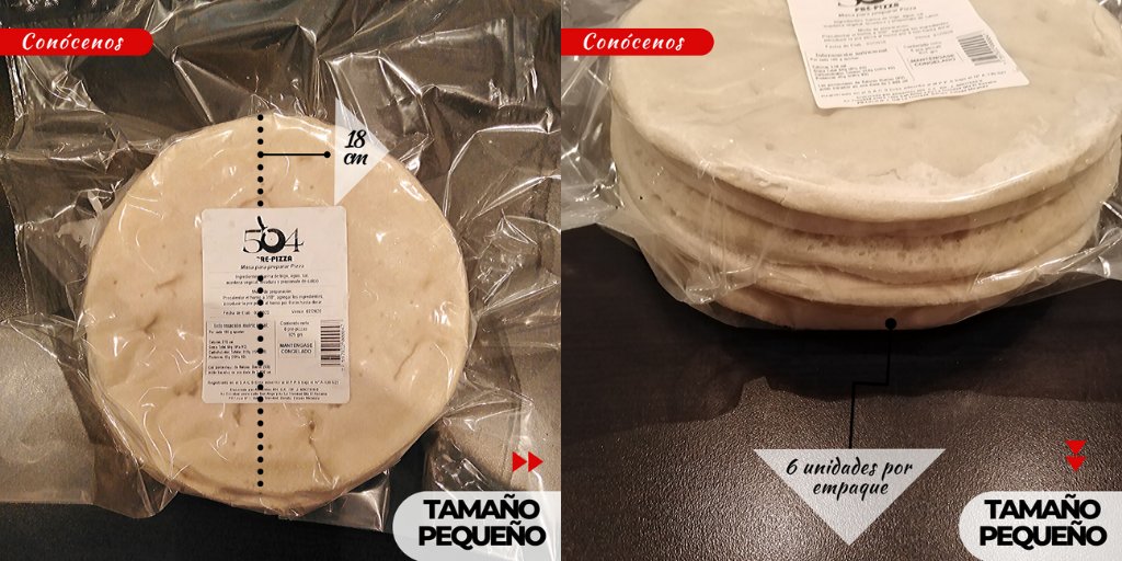 prepizza504's tweet photo. Prepizza 504 Presentación Pequeña:
-Tamaño: 18 cm
-Unidades por empaque: 6
#Prepizza #BaseparaPizza #MasaparaPIZZA https://t.co/WAChHFpAmC