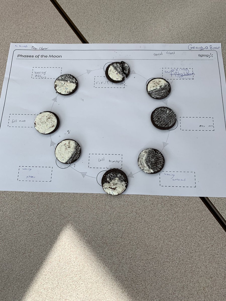 valleygardensnt's tweet photo. Great work today from 5Db. Phases of the moon has never been so delicious! #vgmsscience #nobiscuitswereeaten 🌑 🌒 🌓 #waxingandwaning https://t.co/WYrVU2NEeO