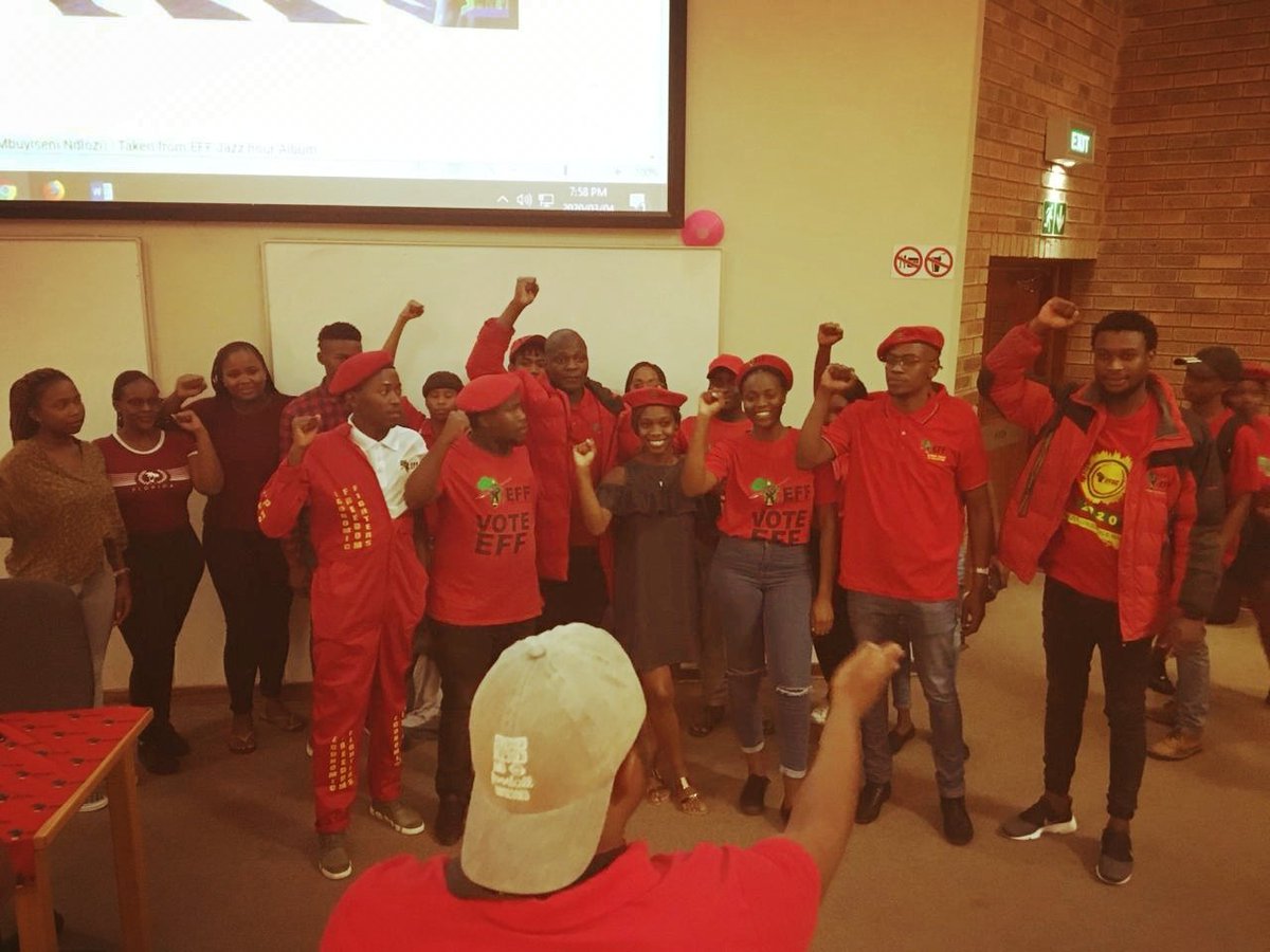 EFFYouthCommand's tweet photo. ECONOMIC FREEDOM FIGHTERS STUDENT'S COMMAND NORTH WEST UNIVERSITY, Potchefstroom branch, continues with the mandate of consolidating the ground towards socialist power as they hosted a very successful BSA.
#LearnPersuadeAndConscientize
@EFFSouthAfrica https://t.co/OfpkB98yJX