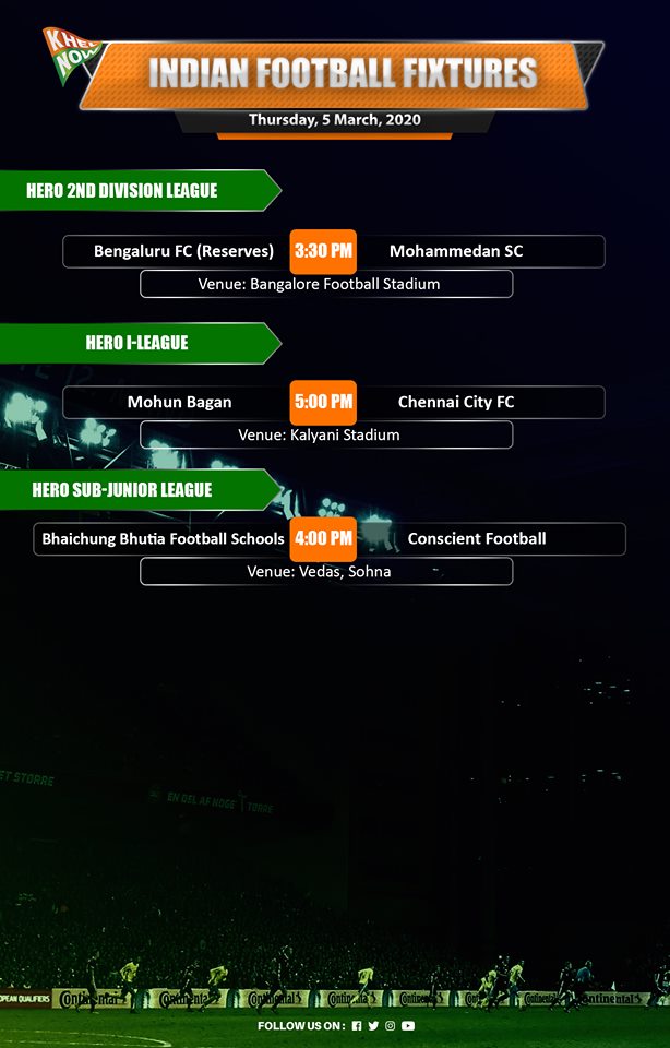 KhelNow's tweet photo. Thursday is here, and with it, more #IndianFootball fixtures.
#HeroILeague #2ndDivLeague #HeroSubJr
Take a look. https://t.co/0t91LpaVfU