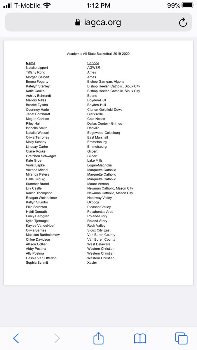 GroeSteve's tweet photo. 2019-2020 Iowa HS Academic All State Basketball.  Great job kid!!  We are all proud of you! https://t.co/iuUq5DlX2u