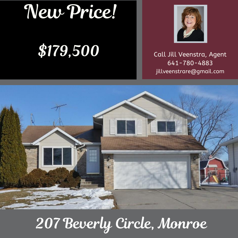 PellaHomeRealty's tweet photo. NEW PRICE!  207 Beverly Circle, Monroe
Affordable small town living at its best!  
Call Jill Veenstra, Agent at 641-780-4883 for more information.  
#theresnoplacelikehome https://t.co/8mdAn5JxXP