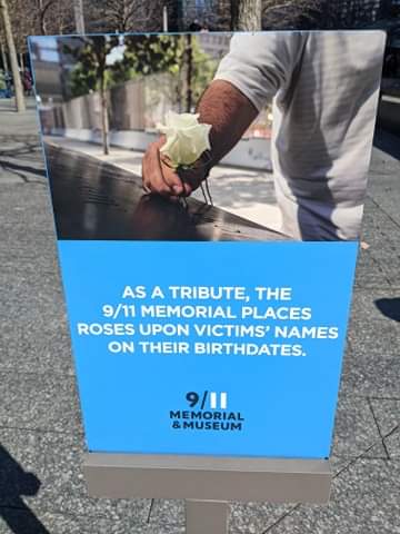 DuncNisbet's tweet photo. We're @Sept11Memorial the #ReflectingPools have the names of those who died around the perimeter. A rose is placed in the name when it's their birthday #Beautiful 😪 https://t.co/BYrLCjvqrf