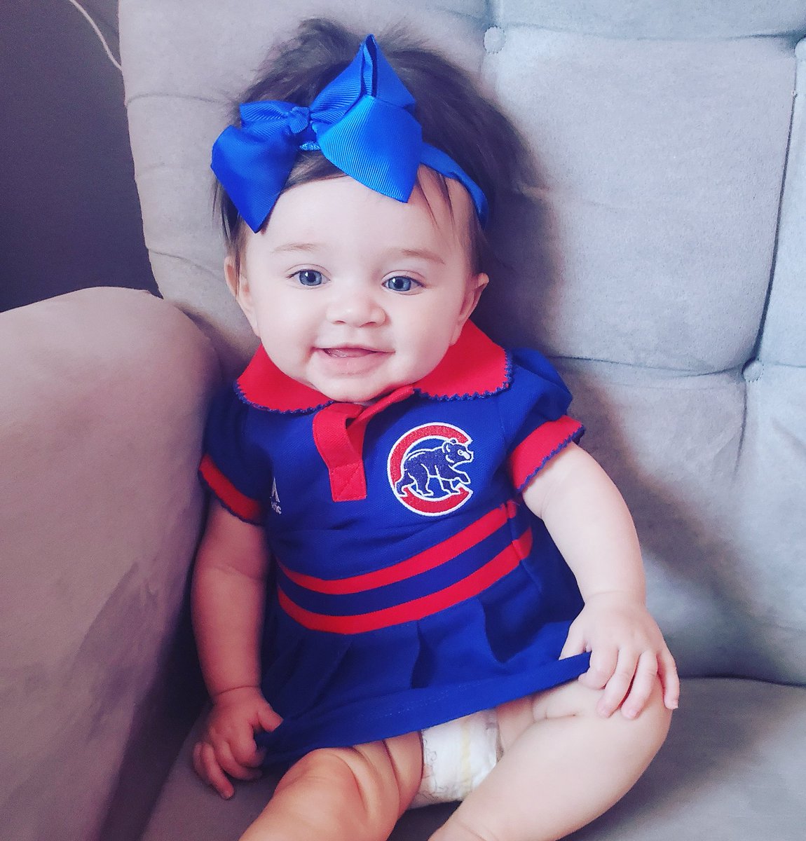 avengergirl90's tweet photo. Its baseball season and someone loves the cubs already! @Cubs #chicagocubs #Chicago #LivePD #LivePdBaby https://t.co/SB6QFblhX0