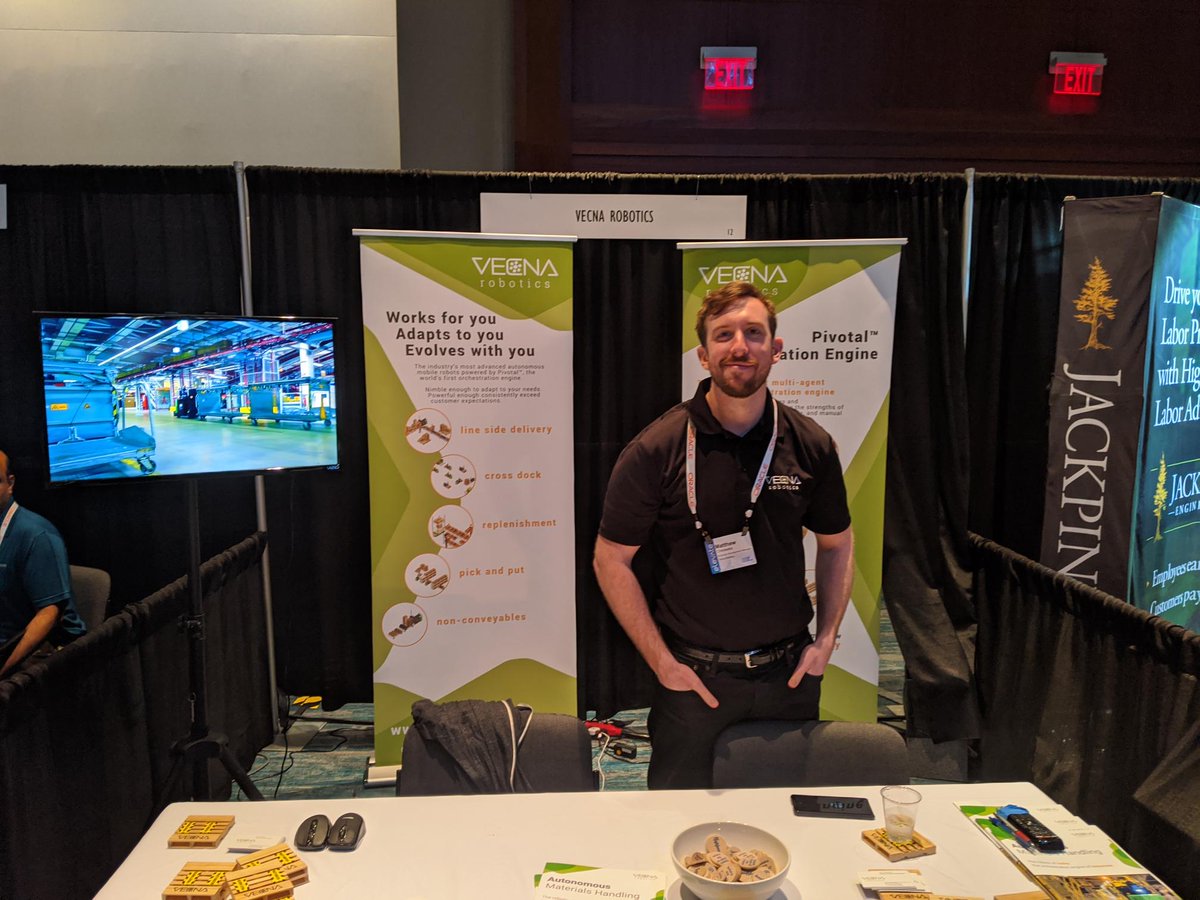VecnaRobotics's tweet photo. We are at #highjumpelevate in Orlando until Thursday! Talk to us about our autonomous mobile #robots and learn how the Pivotal Orchestration Agent can coordinate workers, robots, and manual equipment. https://t.co/hwIDDreSRY