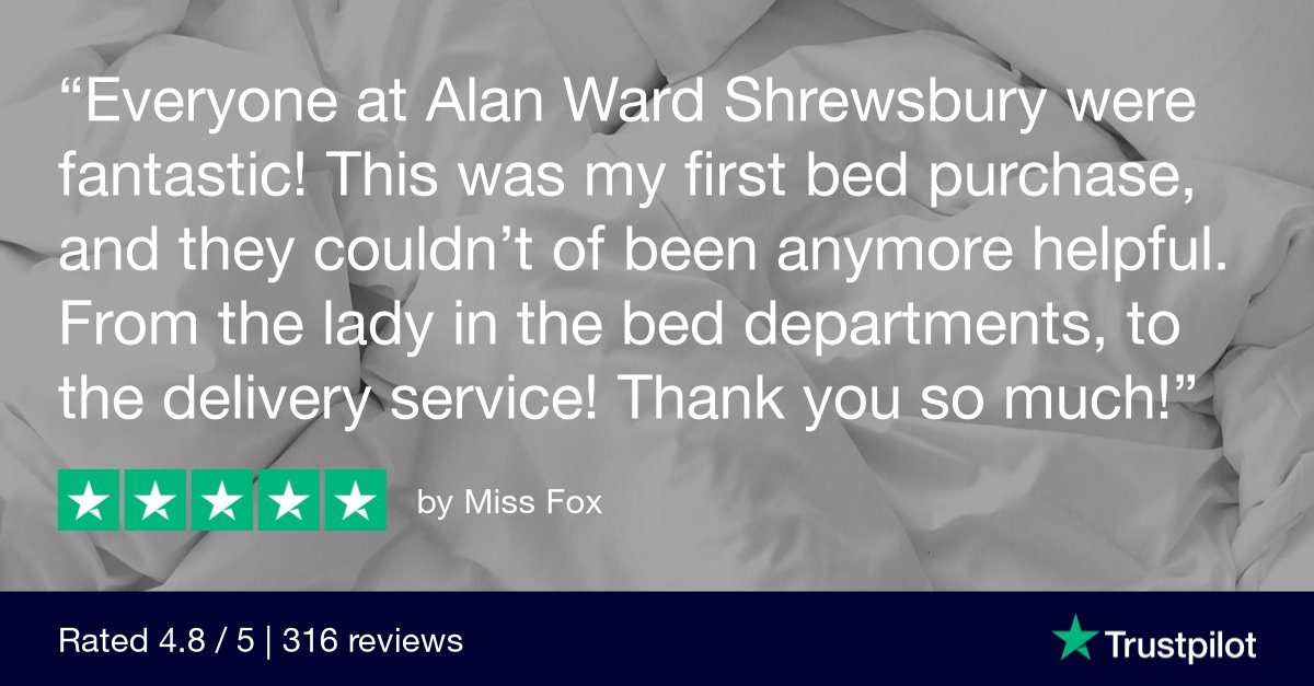 AlanWardUK's tweet photo. ⭐️⭐️⭐️⭐️⭐️
Our Alan Ward stores have a wide range of mattresses and bedroom furniture, with our staff always happy to assist and share their expert knowledge!

Don't forget our BIG BED EVENT is ON NOW! https://t.co/e09tU8nw4e