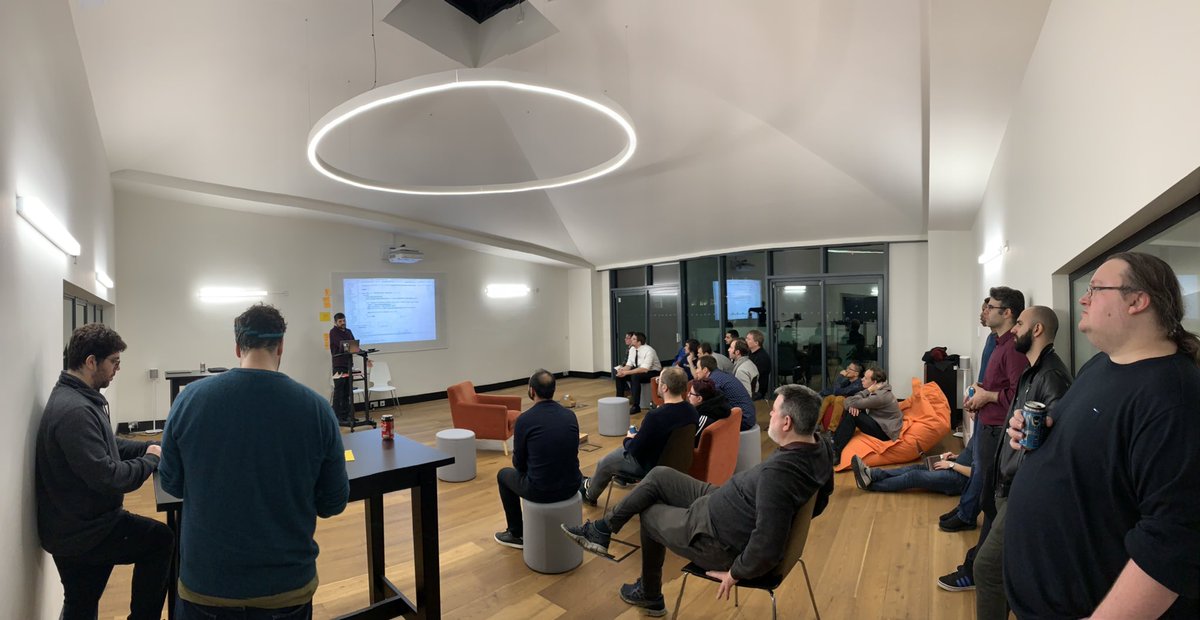 sandromancuso's tweet image. Starting our fortnight @codurance evening catch up. @alfredodev giving the first lightning talk.