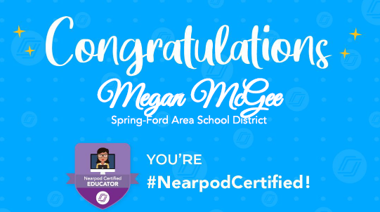 cgardySF's tweet photo. Congratulations, Megan!  #NearpodCertified #SFLearns https://t.co/yWiNcozn83