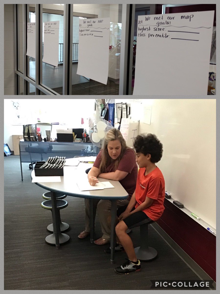 Bgainus's tweet photo. Math teachers goal setting and conferencing with students prior to MAP testing. Success-Nothing Less! #SuccessToms https://t.co/NYbA3laubP
