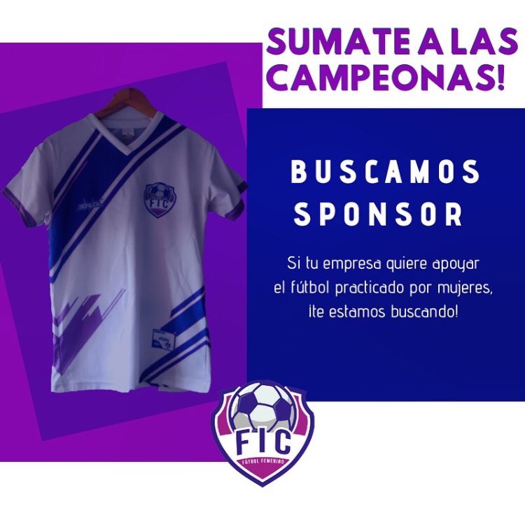 FicFutbol's tweet photo. 📣 El Fiki busca sponsors!!

Si tenes un negocio, empresa, marca y queres apoyar el fútbol femenino, jugá con las campeonas. 
Tu logo se puede lucir en la casaca del Fiki
📩Por consultas o interés pueden escribirnos por MD. 

#FútbolFemenino #CampeonatoInterfacultades #FicUdelar https://t.co/h6ebVAXa6t