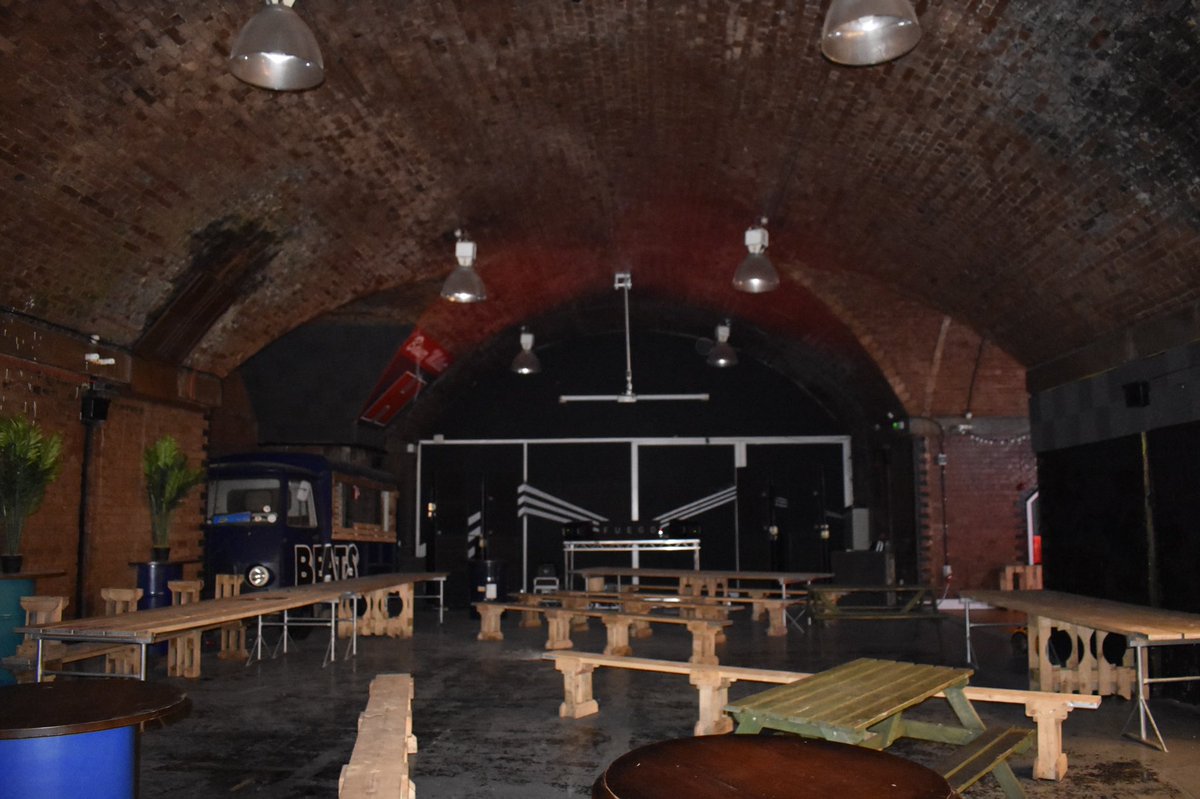 RansmManchester's tweet photo. Here’s a peak inside our new home @project_b_mcr 
Beneath the arches and under the streets. Tables &amp; chairs to be cleared for you all...
Ransm relaunches 18th April. The last few early bird tickets are available here : https://t.co/H07n2JxFLZ https://t.co/QH5kd2ZqK2