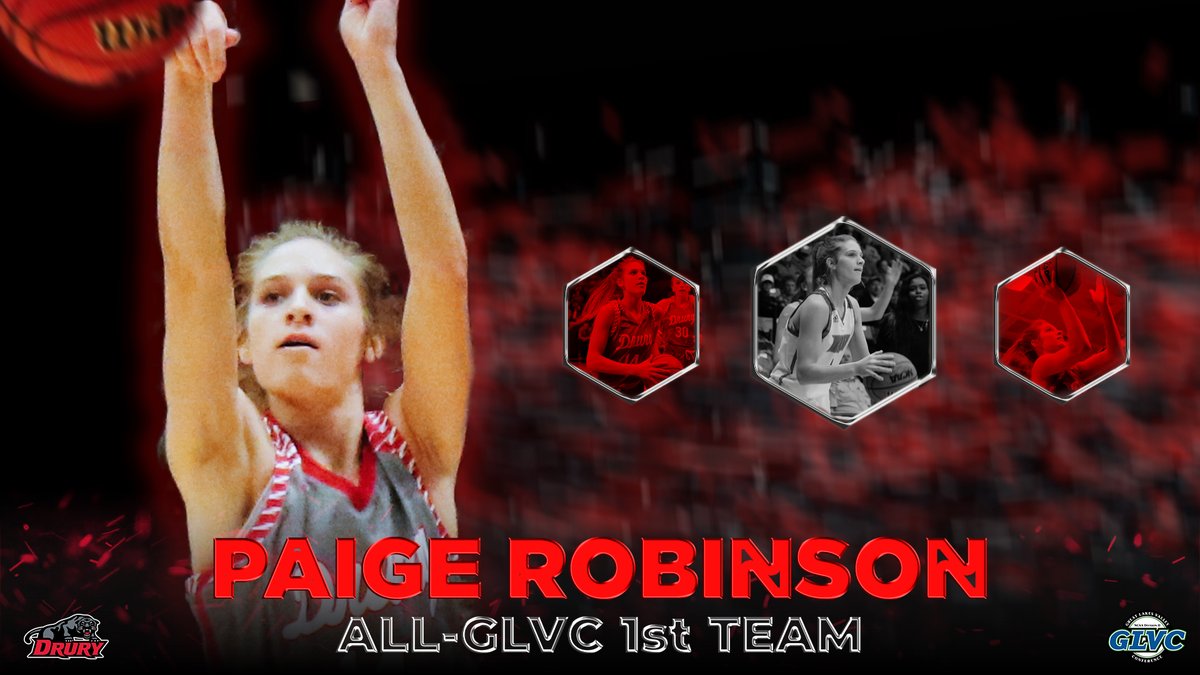 drurypanthers's tweet photo. .@DULadyPanthers sophomore guard Paige Robinson has been named to the All-GLVC 1st Team.

This is the second consecutive year Robinson has been awarded the honor. She has averages of 14.2 ppg, 2.3 apg, and 1.3 spg. #allweDUiswin https://t.co/bFZcbVl4jh