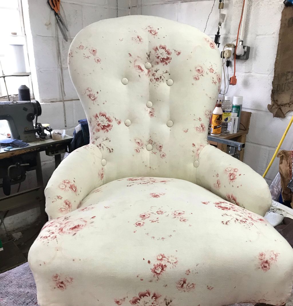 chairworkshop's tweet photo. A little iron back we’ve recently re-covered for La Petite Brocante in Tenterden.
Seems like the right fabric for spring! https://t.co/Mluy7hY4L7