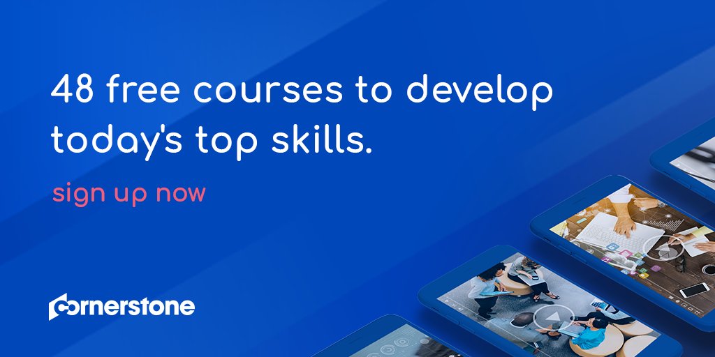 CornerstoneInc's tweet photo. In honor of #DigitalLearningDay (Feb. 27), don't miss our semi-annual #DigitalLearningEvent - offering 48 FREE courses to develop the top 12 most valuable skills (including stress management, unconscious bias and emotional intelligence)! https://t.co/ZXf8zTYhv7 https://t.co/AF3ZcCeqt5