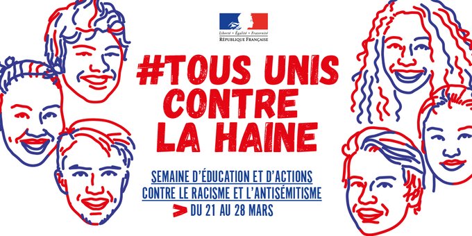 Prefet971's tweet photo. #TousUnisContreLaHaine 📅 Du 21 au 28/3/2020 se déroulera la semaine d'#éducation &amp; d'actions contre le racisme et l'antisémitisme, portée par @DILCRAH 
📌Actions culturelles, conférences, théâtre, interventions dans les écoles. Proposez vos actions ➡️ https://t.co/IkADlIiuMD https://t.co/9DkyNSpzN2