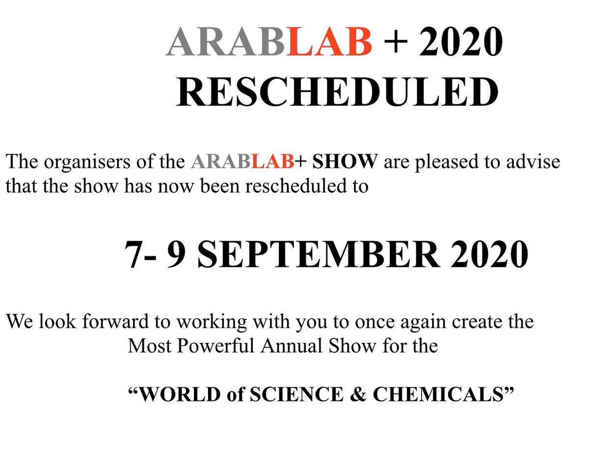 AnalyticaOne's tweet photo. Important information regarding the new dates for Arablab+ 2020
@ArabLab
@AnalyticaOne
#AnalyticaOne #ARABLAB #arablab2020 #DUBAI #ksa #saudiarabia #uae https://t.co/WEmuFIiYLn