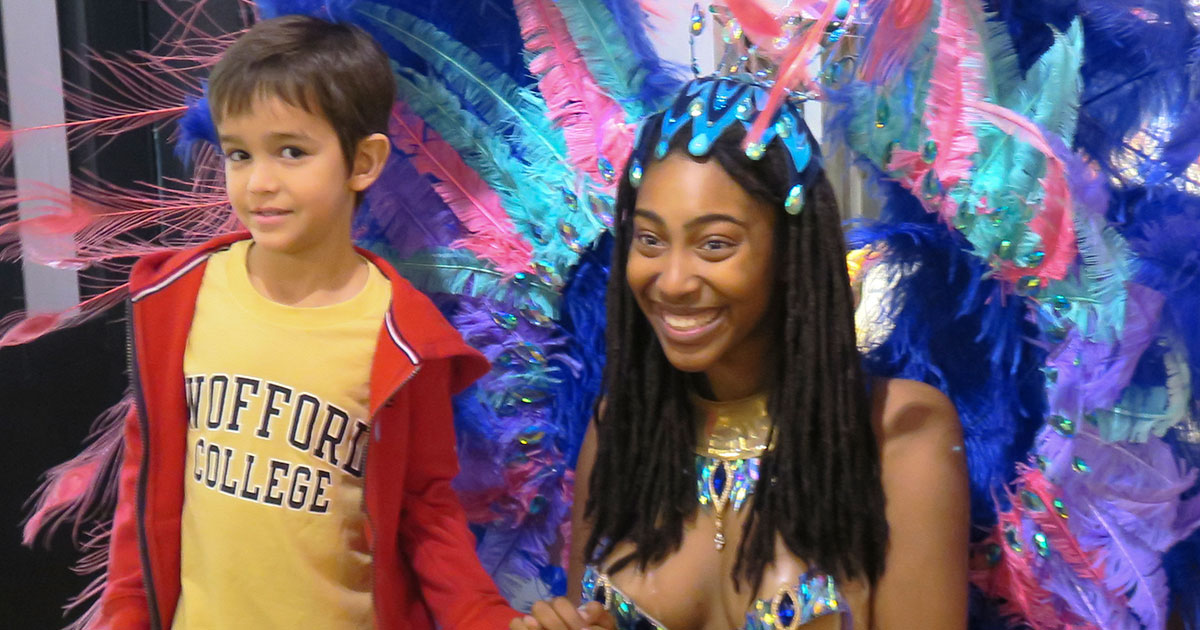 There was a carnival atmosphere at WMODA for our Sensational Saturday event. Louise Irvine invited visitors to fall in love with the museum as we celebrated carnival Caribbean style with Jazmine McLeod and highlighted Lloyd Goradesky’s latest art project Let Love Guide Your Way.