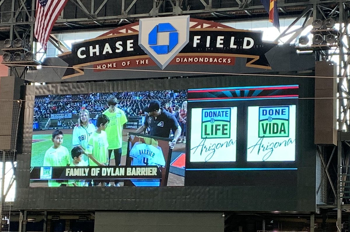 DonorNetworkAZ's tweet photo. Dylan Barrier was only 18 when he passed away &amp; gave the gift of life but his legacy will live on for years to come. Last year the @Dbacks made Dylan an honorary member of the team, and we are proud to honor him and his family again at Donate Life Day at the D-backs March 28 ⚾️ https://t.co/FNy7GJ0QOc