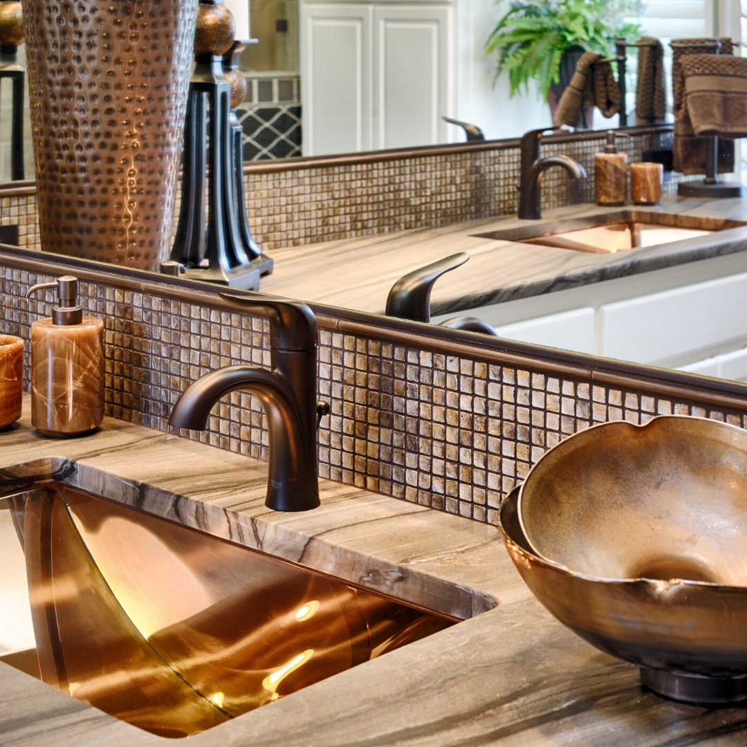 remodelSalem's tweet photo. Sometimes you just need to be #bold. This #copper #sink is part of a dramatic bathroom #remodel that also featured a free-standing copper tub. https://t.co/RcmdYOG97T