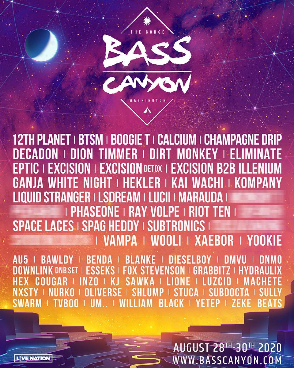 WhiteRabbitGrp's tweet photo. #BassCanyon2020 returns with the single largest bass music lineup the NW has ever seen! Wreck the rail with @Excision b2b @ILLENIUMMUSIC, @OfficialBTSM, @Subtronics this August.

Tickets are available NOW at https://t.co/kaMEsUvJdf!

@BassCanyon #BassCanyon #WhiteRabbitGroup #WRG https://t.co/iSTbLeYucB