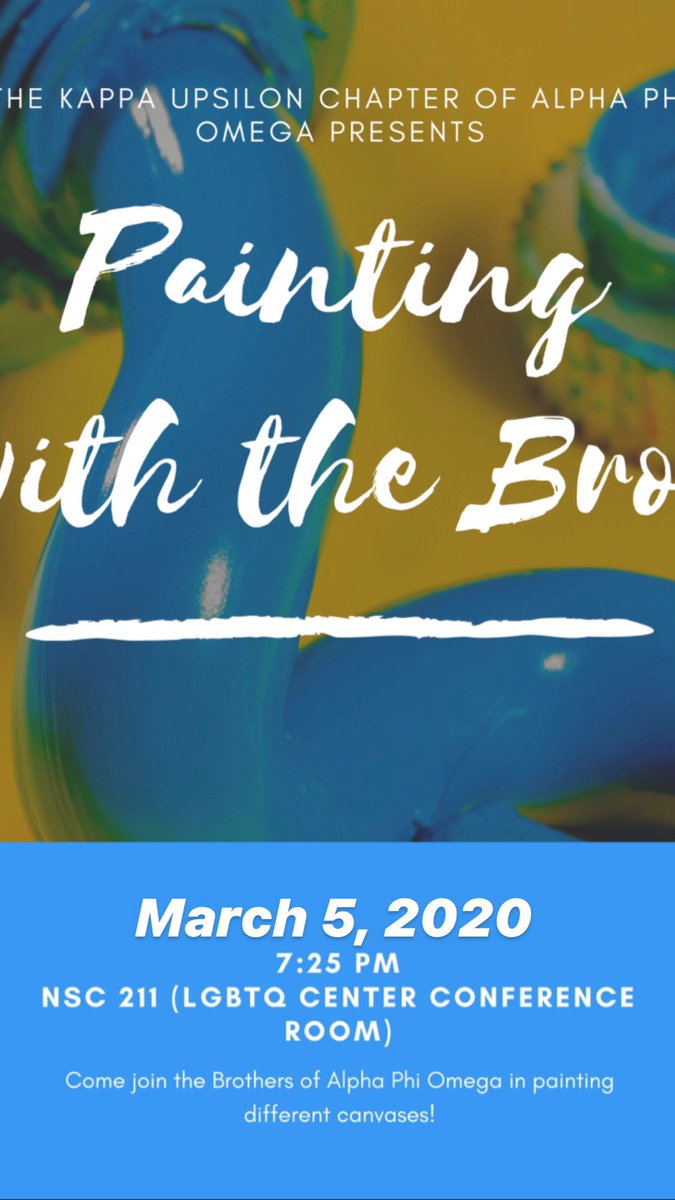 APO_ECU's tweet photo. Come out TOMORROW and Paint with the Bros! #LFS #APO https://t.co/u3giso2xUp