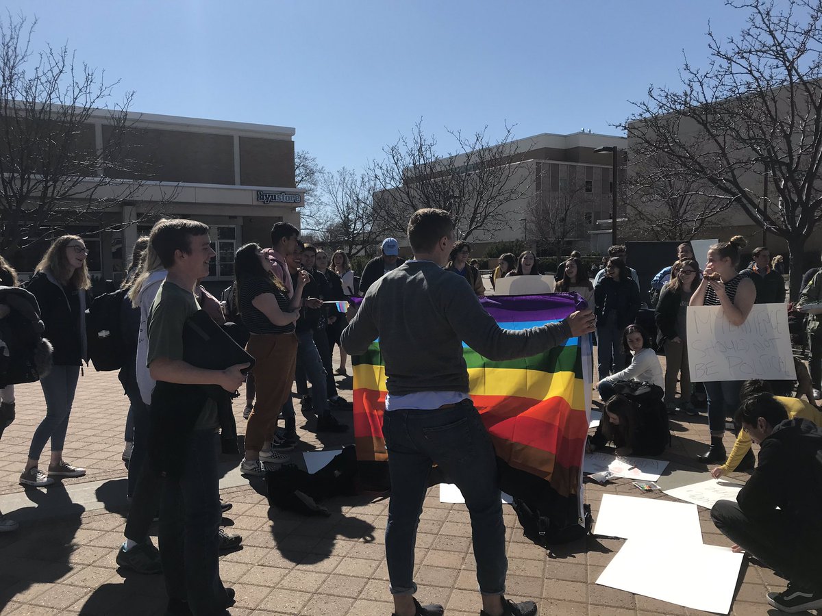 CourtneyLTanner's tweet image. Students at BYU are now protesting after the school said it will continue to prohibit LGBTQ relationships