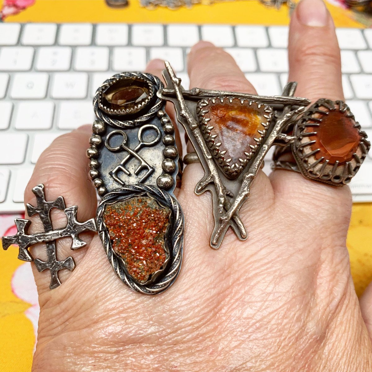 JMorgynWhite's tweet photo. Yeah I’m totally wierd. #writingarmor is helping me channel word power. It’s become an obsession. I even have special rings for different projects.
How about you @CERobbAuthor @MDalto421 @JazdzewskiTara
#writingisweird #embraceyourwierd #WritingCommunity #denimag https://t.co/XgaOvPOJBF