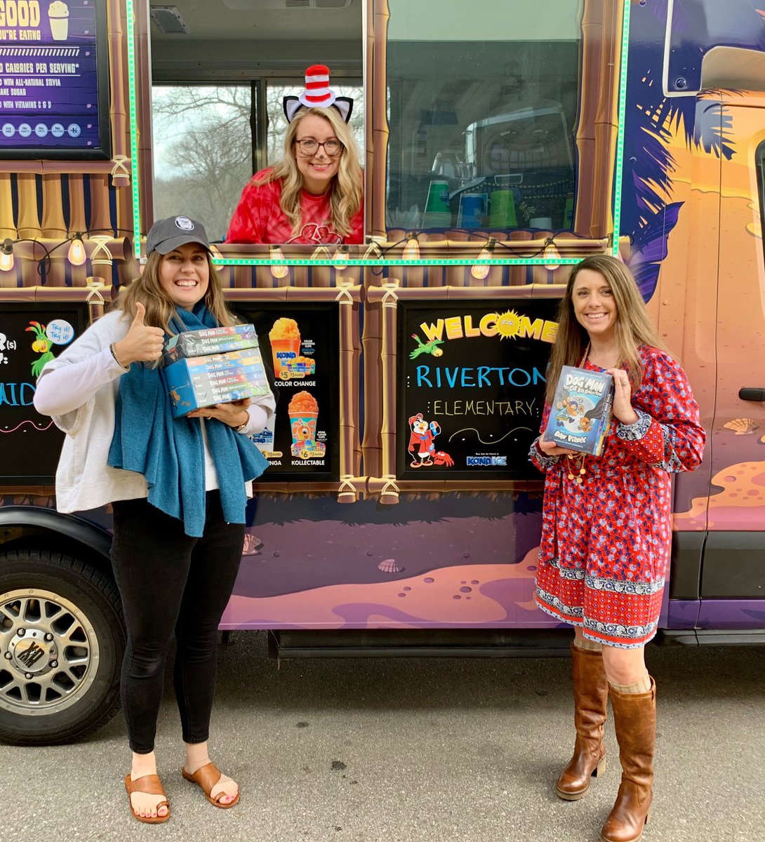 Thanks to <a href="/RivertonElem/">Riverton Elementary School</a> for having us today! Reading and a Kona always go great together! 😉 #readacrossamericaweek 📚