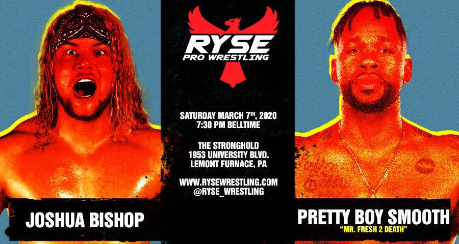 rysewrestling's tweet photo. You want to talk about #SomethingToFear? Two of the biggest, baddest around go head to head Saturday. Both men are former AIW Absolute Champions. But so far Ryse has been PB Smooth’s House. Can Josh Bishop knock the house down? https://t.co/Jt9B2d4Mub