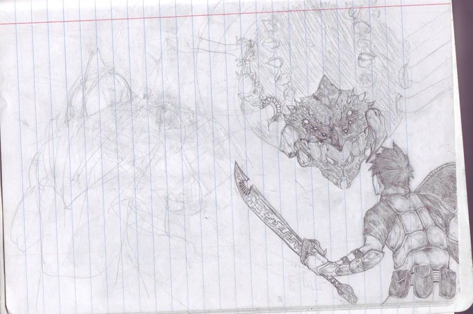 i found a few high school notebook drawings from 2013. Past me'd be glad I'm still drawing the same stuff now haha 