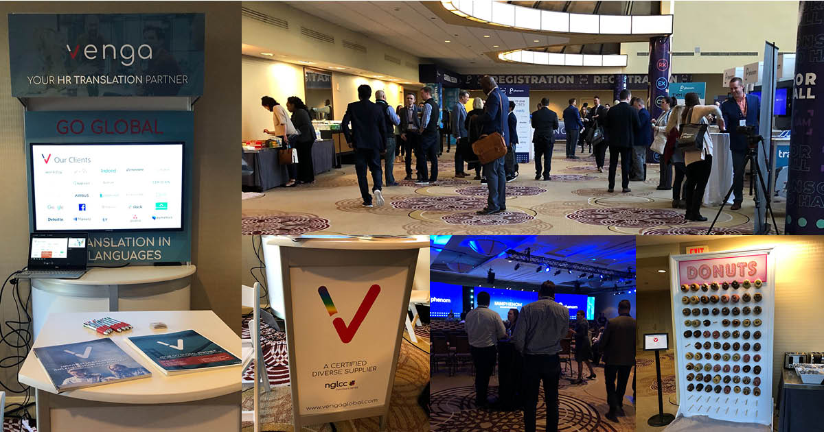 VengaGlobal's tweet photo. It's been a busy morning at #iamphenom20! If we haven't had a chance to talk yet, drop by our booth at the end of the exhibition hall to explore #translation solutions for your #talent and #HR content! https://t.co/LA5MbUFIcK