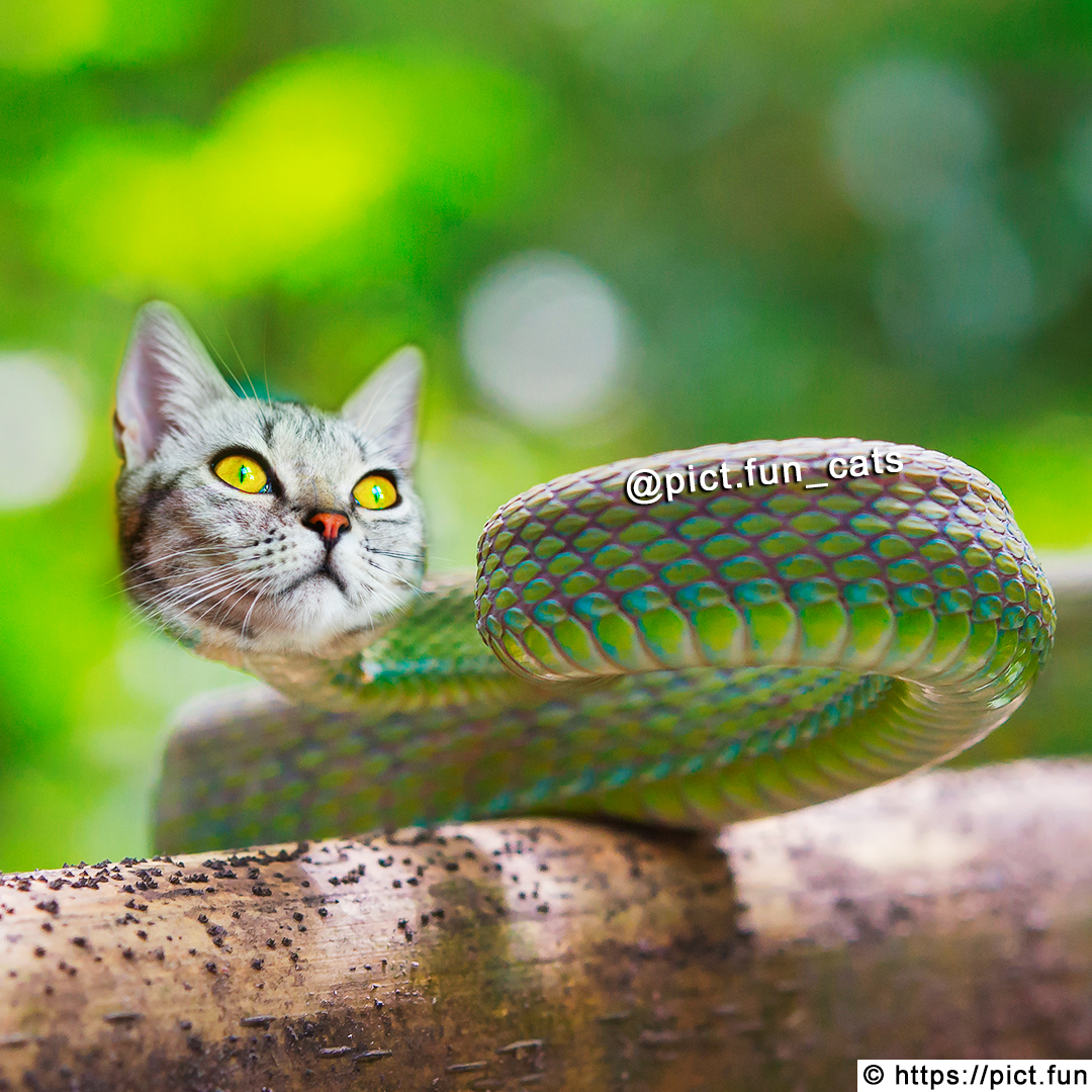 pict_fun's tweet photo. A Green Snake Cat 🐉

#pict_fun #cats #catstagram #catsofinstagram #meowed #catmemes #purr #cats_of_world #catsoftwitter #catlovers #lovecats #kawaii #cutecats #purrfect #cutecat #pet #meow #petsagram #petsoftwitter #kitty #animals #cute #cuteanimals #snake #cutesnake #snakecat https://t.co/iLhjjShdat