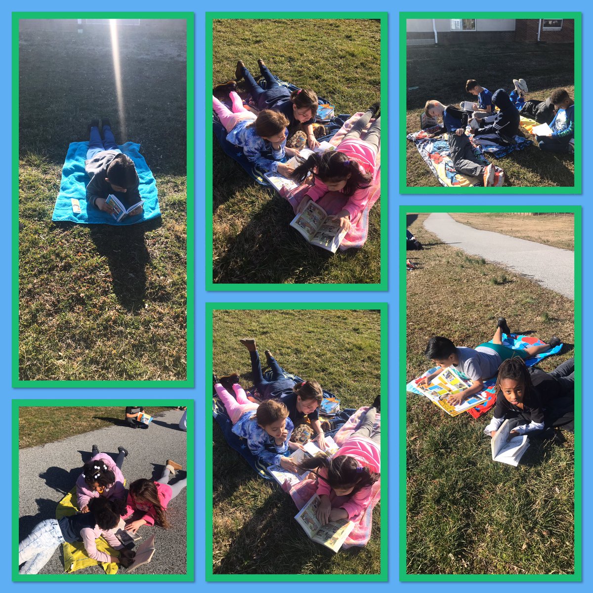 Third Grade is enjoying reading - out in the beautiful ☀️! #richeyproud #weareredclay