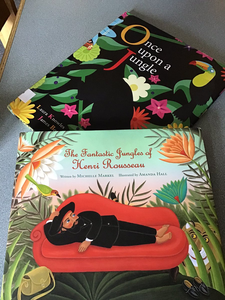 LibraryWesc's tweet photo. 2nd learned about artist Henri Rousseau and jungles in prep for Book Fair! Check out their artwork during the fair March 16-19! #weshappiness https://t.co/RAtH2Kdffw