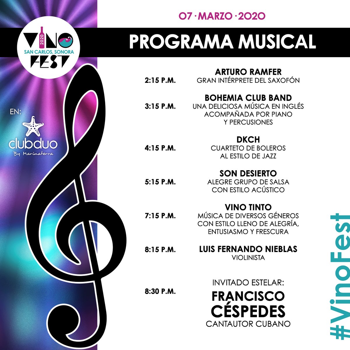 Te presentamos el PROGRAMA MUSICA DE #VinoFest 2020