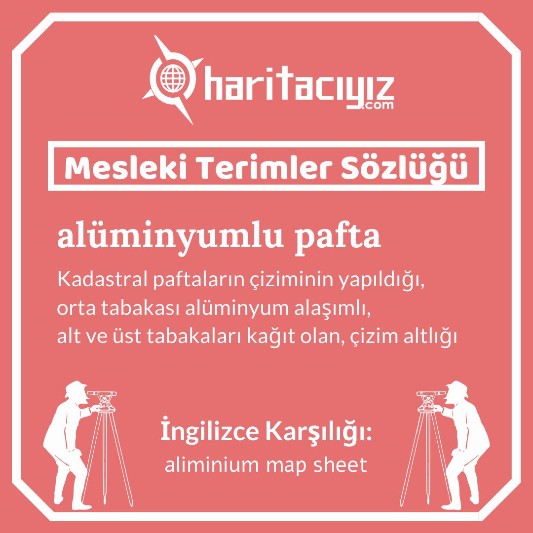 haritaciyizcom's tweet photo. Mesleki Terimler Sözlüğü
Sıradaki Terim ➡ Alüminyumlu Pafta
Sosyal medya hesaplarımızı ve https://t.co/lTckypeGaP sitesini takip ederek bize destek verebilirsiniz! https://t.co/NMBe9tnLOi